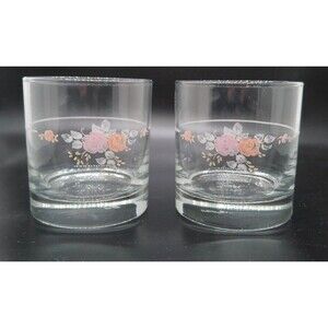 Pfaltzgraff Trousseau Roses Old fashioned 8 Oz Glasses Set of 2 B